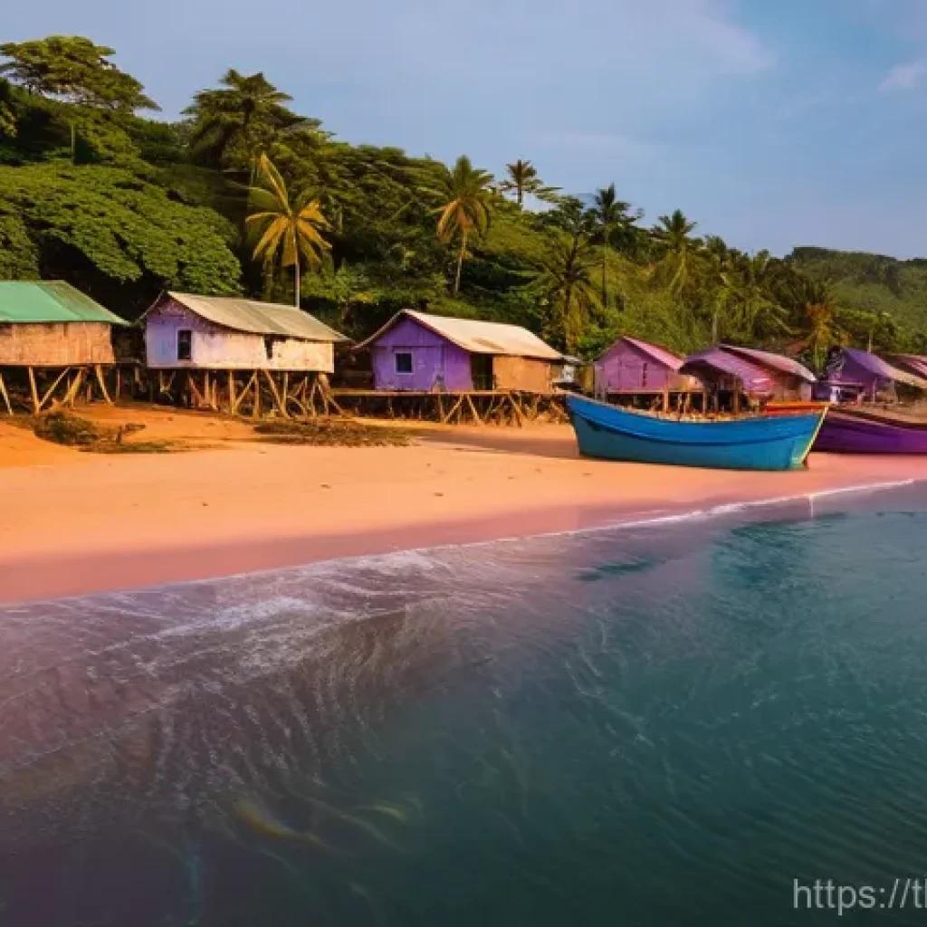 라이베리아 방문 시 필요한 비자와 서류 - **Prompt 1: Serene Liberian Coastal Village at Sunset**
    An aerial shot capturing a tranquil Libe...