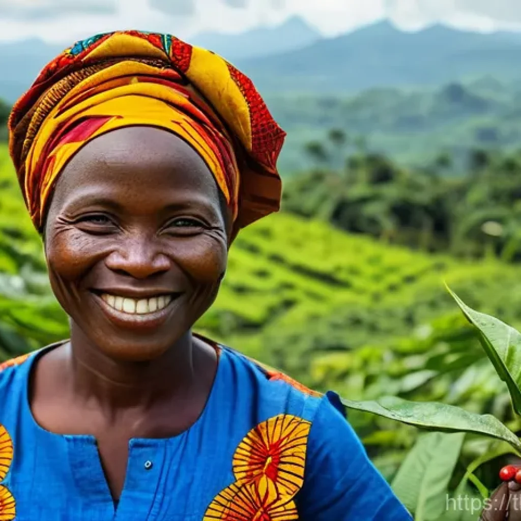 라이베리아 커피와 카카오 산업 - **A Resilient Liberian Coffee and Cocoa Farm:**
    A vibrant, sun-drenched landscape of a Liberian ...