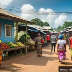 라이베리아에서 현지인과 소통하는 법 - A warm and lively street scene in Liberia showcasing local people greeting each other with tradition...